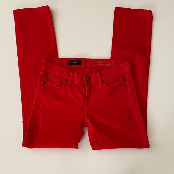 J. Crew Denim - J Crew Matchstick Red Jeans Bootleg Cut Size 27